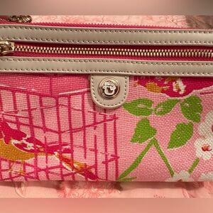 NEW Spartina 449 Wristlet with tassel in pink birdcage